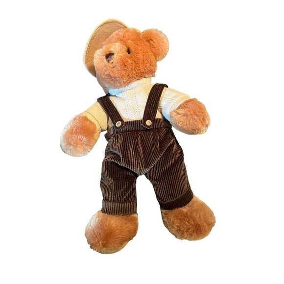 Dan Dee Collectible Bear Green Corduroy Jumpsuit with Tan Hat & Sweater - Picture 5 of 8